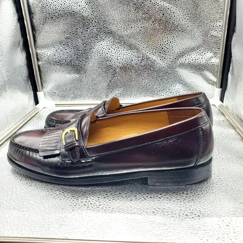 Cole Haan‎ Kiltie Fringe Monk Strap Loafer Dress Shoes Mens 10 Oxblood Leather